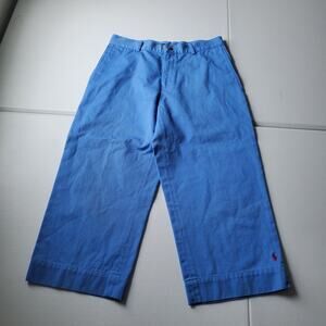 Ralph Lauren Capri Pants Women 8 Blue Twill Crop Casual Pockets 90s Coastal Prep